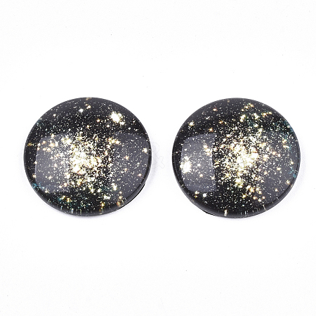 Starry Sky Pattern Printed Glass Cabochons LS-GGLA-N004-25mm-D82-1