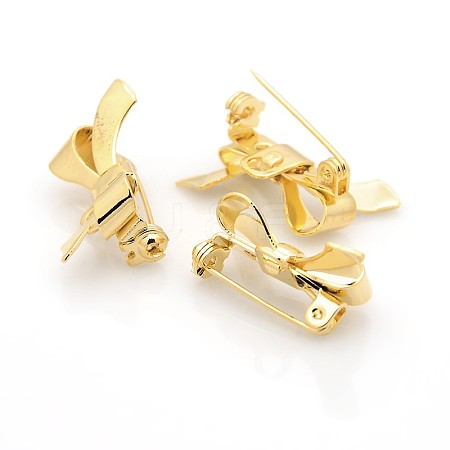 Bowknot Brass Brooches Findings KK-F0272-G-1