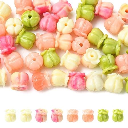 40Pcs 4 Styles Synthetic Coral Dyed Beads CORA-YW0001-04-1