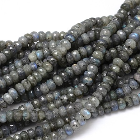 Natural Labradorite Rondelle Bead Strands G-O095-05-C-1