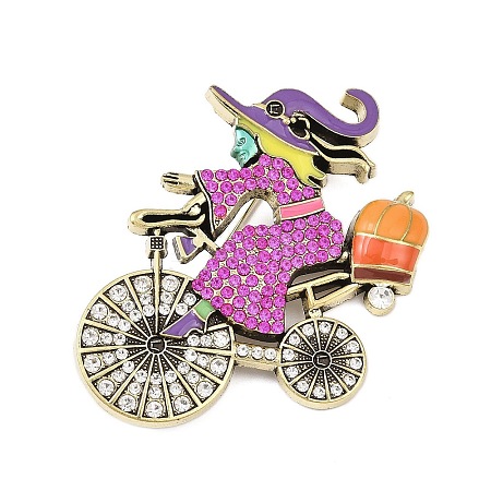 Halloween Witch with Bike Enamel Pins LS-JEWB-I052-03AG-1