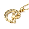 Golden Brass Crescent Moon Pendant Necklace with Rhinestone NJEW-Z015-01C-G-2