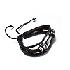 Adjustable Casual Unisex Zinc Alloy Wing and Braided Leather Multi-strand Bracelets BJEW-BB15612-4
