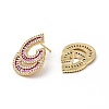 Cubic Zirconia Teardrop Stud Earrings KK-E060-12G-3