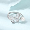 Adjustable Brass Micro Pave Cubic Zirconia Enamel Finger Rings CU-CBABA66-07B-P-1