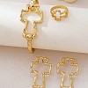 Iron Hammered Hollow Cross Hinge Bangles & Earrings & Rings Sets for Women WGA1E3C-01-3