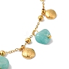 Summer Beach Nuggets Natural Amazonite & Ion Plating(IP) 304 Stainless Steel Charm Anklets for Women BJEW-P326-05D-G-3