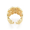 Brass Flower Open Cuff Ring RJEW-I084-03G-3