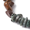 Natural Tiger Eye & African Turquoise(Jasper) Chip Beaded Stretch Bracelets BJEW-JB10776-01-3