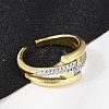 Brass Micro Pave Cubic Zirconia Open Cuff Ring for Women RJEW-F177-03GP-06-4