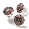 Natural Rhodonite Round Adjustable Rings RJEW-K371-09S-30-1