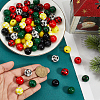 200Pcs 8 Styles Christmas Theme Wooden Beads WOOD-PA0001-09-3