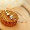Double Heart Alloy Rhinestone Cuff Bangles for Women WGD430F-01-1