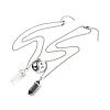 2Pcs 2 Style Natural Quartz Crystal & Black Obsidian Bullet Pendant Necklaces Set NJEW-JN03994-02-4