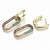 Brass Micro Pave Cubic Zirconia Huggie Hoop Earrings EJEW-S208-127-NF-4