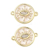 Brass Pave Clear Cubic Zirconia Evil Eye Links Connector Charms KK-B170-14G-1