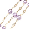 Rack Plating Brass & Round ABS Imitation Pearl & Glass Beaded Link Chains KK-CBA3816-01C-1