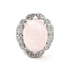 Natural Rose Quartz Adjustable Rings RJEW-P043-04P-25-2