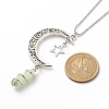 Natural New Jade Bullet with Alloy Moon and Star Pendant Necklace NJEW-JN03912-07-7