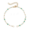 Handmade 304 Stainless Steel and Faceted Rondelle Glass Beaded Chain Bracelet Making AJEW-JB01476-01-1