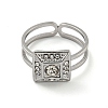 304 Stainless Steel Rhinestone Square Finger Rings for Women Men STAS-Z060-01P-2