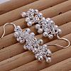 Silver Color Plated Brass Textured Cluster Earrings EJEW-BB11919-2