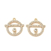 Brass Micro Pave Clear Cubic Zirconia Charms KK-B160-02G-1