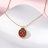 304 Stainless Steel Dark Red Enamel Ladybug Pendant Cardano Chain Necklaces for Women NJEW-U032-07G-02-2