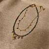 2pcs Star Moon Flat Round Alloy & Resin Imitation Gems Beaded Pendant Necklaces WG39DA0-03-1