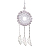 Acrylic Woven Net/Web with Feather Pendant Decorations HJEW-JM02352-04-1