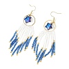Star Glass Seed Beaded Dangle Tassel Earrings EJEW-MZ00777-01-4