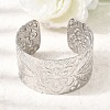 35MM 304 Stainless Steel Textured Flower Wide Cuff Bangles for Women SA-CBAB767-33P-2