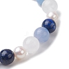 Natural White Jade & Lapis Lazuli & Pearl Round Beaded Stretch Bracelets for Women BJEW-JB11041-02-4