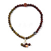 Blood Sandalwood & Verawood Round Beaded Stretch Bracelet BJEW-B080-19-1