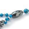 Non-Magnetic Synthetic Hematite & Turquoise Beades 3 Layer Necklaces NJEW-H307-01C-3