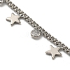 Brass Star & Glass Flat Round Charm Bracelets with Curb Chains NJEW-R263-25P-2