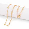 Brass Textured Paperclip Chain Necklace Making MAK-S072-03A-G-1