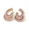 Cubic Zirconia Teardrop Stud Earrings KK-E060-12G-2