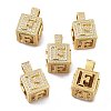 Alphabet Brass Micro Pave Clear Cubic Zirconia Pendants ZIRC-O045-01G-F-1