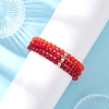 3Pcs Faceted Imitation Jade & Opaque Glass Rondelle Beaded Stretch Bracelets for Women BJEW-JB12563-05-3