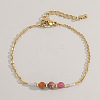 Bohemian Style Natrual Watermelon Stone Glass Beads Link Bracelets NZ3920-5-1