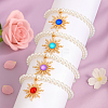 4Pcs 4 Colors Golden Alloy Resin Sun Charm Bracelets BJEW-HY0001-19-4