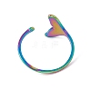 Ion Plating(IP) 201 Stainless Steel Whale Tail Shape Open Cuff Ring for Women RJEW-C045-09M-3