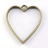 Rack Plating Alloy Heart Open Back Bezel Pendants PALLOY-S047-12F-FF-2