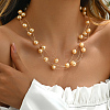 Elegant Brass & Round Glass Multi-Layered Design Gold-Plated Ladies Necklaces PA1381-2-1