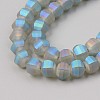 Frosted Plated Glass Beads Strands EGLA-S194-07-3