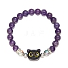 Sweet and Cool Little Cat Gemstone and Resin Beads Bracelets PW-WG1E03D-02-1