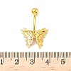 Brass Pave Clear Cubic Zirconia Curved Barbell Butterfly Belly Rings AJEW-L099-01A-G-3