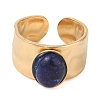 Oval Natural Lapis Lazuli Finger Rings RJEW-Z057-12G-01-2