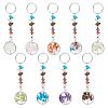 9Pcs 9 Styles Alloy & Gemstone Chip Keychians KEYC-UN00001-1